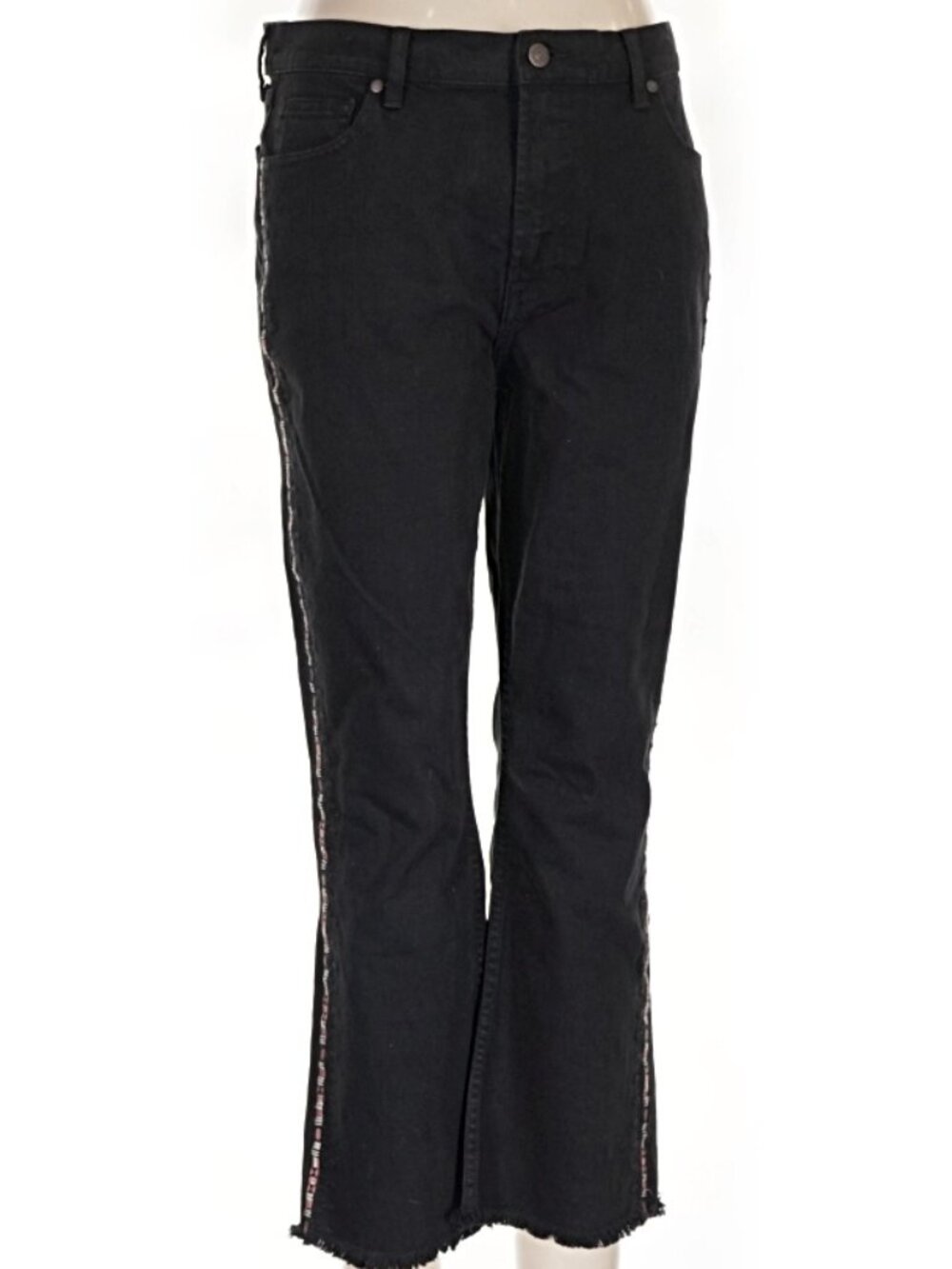 Johnny Was Black High-Rise Denim Jeans with Tassel Tag